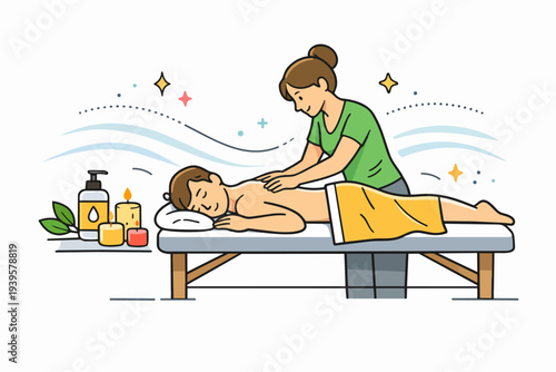 Professional massaging client for body relaxation and wellness treatment at spa