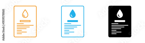 Water droplet icons on document templates