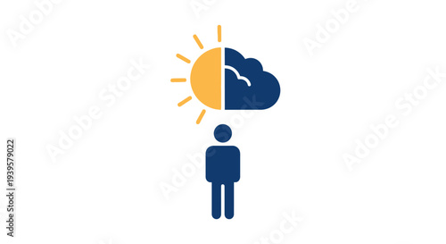 Person with Sun and Cloud Symbol Overhead.