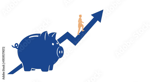 Piggy Bank with Rising Financial Graph.
