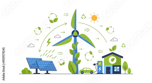 Green Energy Ecosystem: Wind & Solar Power for Sustainable Homes and Electric Vehicles