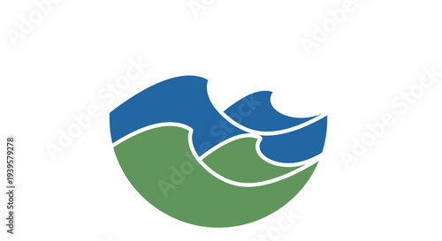 Stylized Blue and Green Wave Logo Design.
