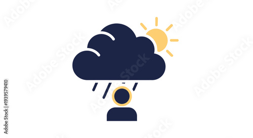 Weather Forecast Icon with Cloud and Sun.