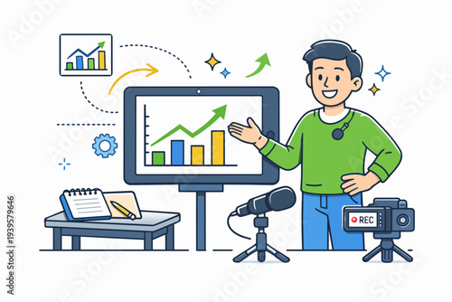 Creating a video presentation for business growth with data analysis and statistics