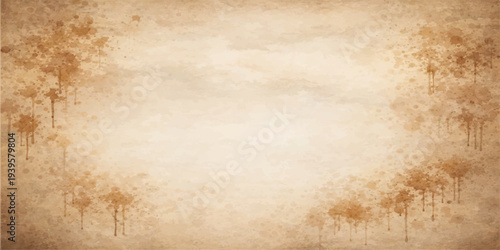 Aged antique parchment with a stained grunge texture and vintage beige sepia tones creates a worn blank page design perfect for a retro brown paper background