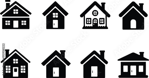 house glyph collection monochrome home architecture icons