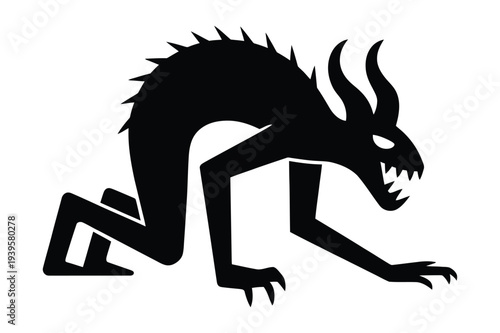 Black Silhouette of a Spiky Monster Creature