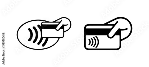 Contactless payment NFC icon. Tap to pay, mobile banking, wireless transaction symbol vector illustration.