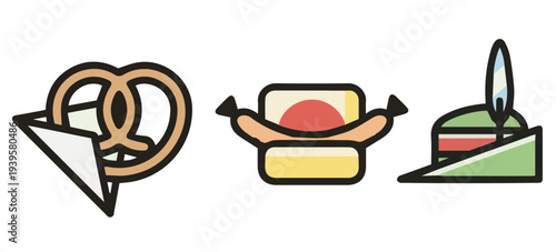  Food and Snack Icons Collection Vector Set
