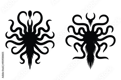 Tentacle Creature Silhouette Art