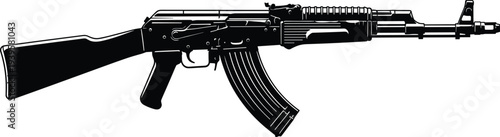 Black silhouette of an a k-47 rifle on white background ak-47 firearm