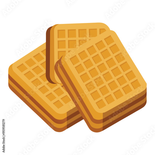Vector illustration of two golden brown waffles