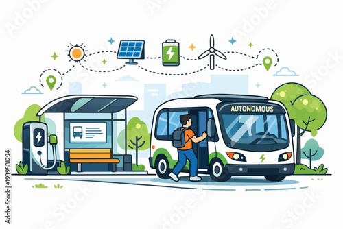 Autonomous electric bus powered by renewable energy for smart city transportation