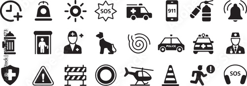 emergency vector icons emergency response medical and rescue set