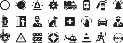 emergency safety and rescue icon collection for public signage