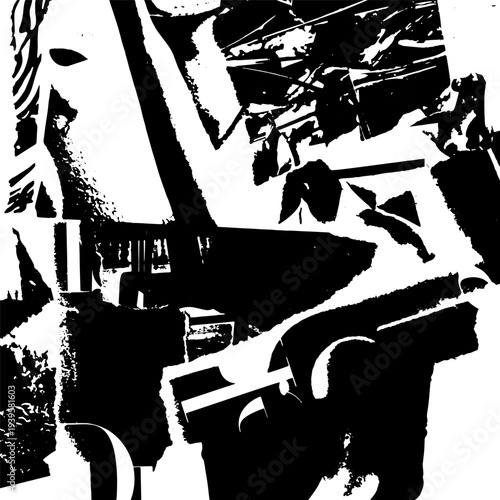 Artistic mode trendy collage background. Basis graphics black and white