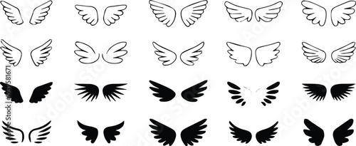 wing vector collection of pairs for logo icon and emblem use