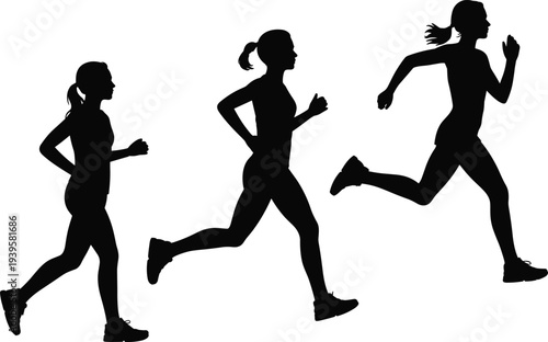 Black silhouette collection of professional photographers with tripods and cameras isolated on white background, vector illustration for creative photography studio and media production design assets.