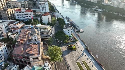 Wallpaper Mural Guangzhou Pearl River Aerial View with Historic Waterfront District Torontodigital.ca