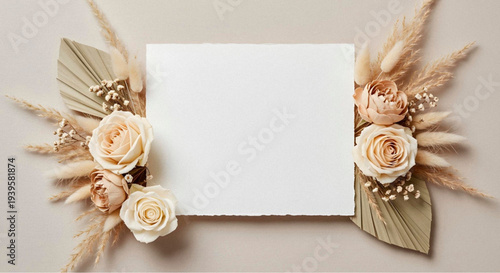 Elegant floral arrangement with blank card for personal messages