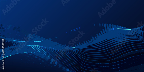 Abstract blue waves and lines create a dynamic digital seascape