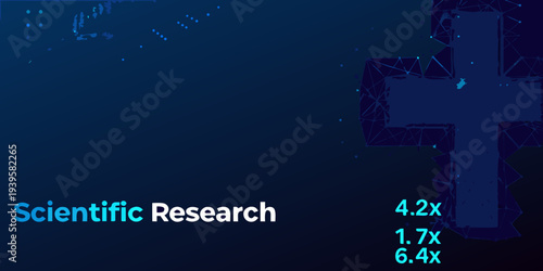Abstract polygonal design with text scientific research and numerical data