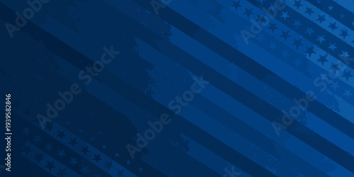 Abstract blue background with stripes and scattered stars