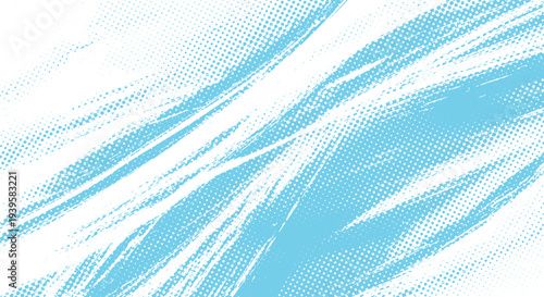 Light blue abstract background with rough brush strokes and a distressed halftone dot texture