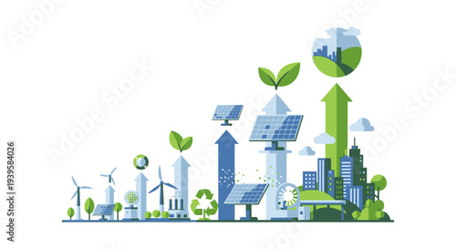 Sustainable Growth Concept with Renewable Energy, Green City Development, and Environmental Progress