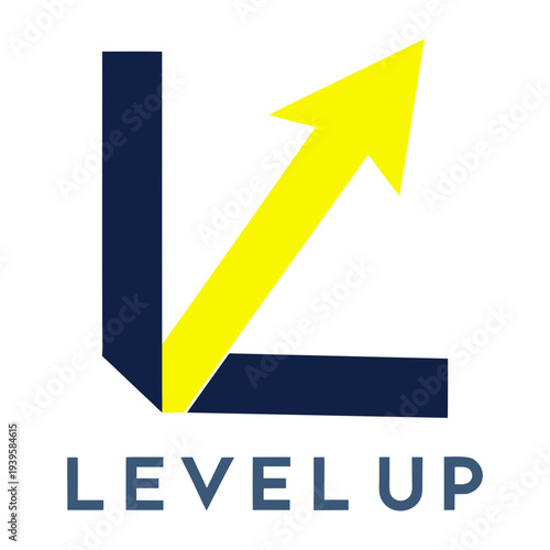 Growth Strategy Concept With Level Up Arrow And Text, Business Development, Achievement, Success