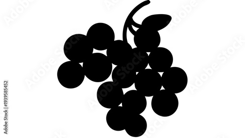 grapes bunch black silhouette icon, fruit cluster silhouette, transparent background