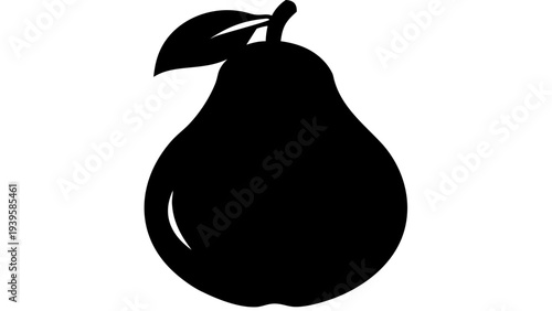pear black silhouette icon, fresh fruit silhouette, transparent background