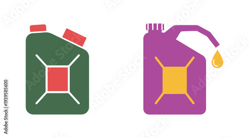 Fuel canister icon with drop symbol in colorful solid design, oil industry outline vector pictogram.