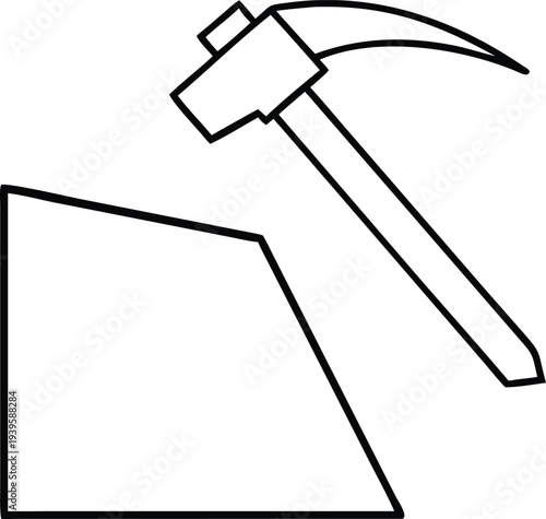 An illustration of a pickaxe on a mountain slope