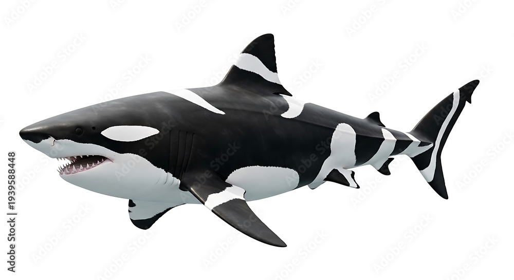 Fototapeta premium Dynamic Orca Shark Swimming in Ocean Waters, Wildlife Photography, Underwater Adventure