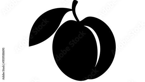 peach black silhouette icon, juicy fruit silhouette, transparent background
