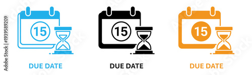 Due date icons with calendars and hourglasses