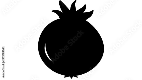 pomegranate black silhouette icon, exotic fruit silhouette, transparent background