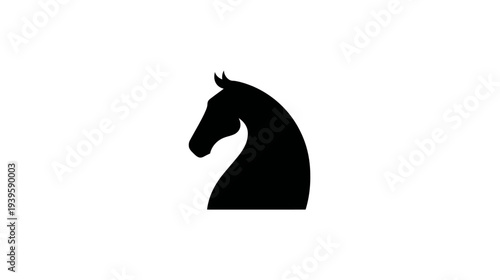 Elegant black chess knight silhouette on white background, classic board game piece, strategy and tactical thinking symbol