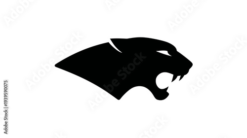 Sleek Black Panther Head Silhouette Profile Vector Graphic Design Element. Powerful Wild Cat Icon Symbolizing Strength and Speed.