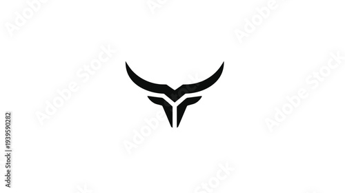 Abstract Black Bull Horns Logo Icon Vector Design, Minimalist Geometric Animal Symbolizing Strength and Determination