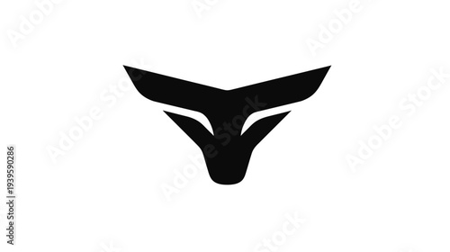 Minimalist black abstract animal head logo icon design on white background, stylized bull or fox, geometric graphic element