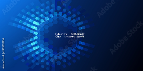 Abstract blue hexagonal pattern creating a swirling tunnel effect