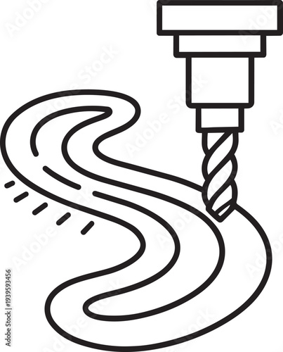 complex curving tool path for computer numerical control milling machine industrial manufacture engineering vector icon isolated
