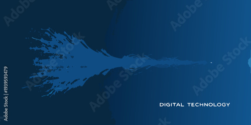 Abstract blue splash with digital technology text overlay