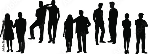 Black silhouette collection featuring family life activities sports action urban cityscapes and arborist 