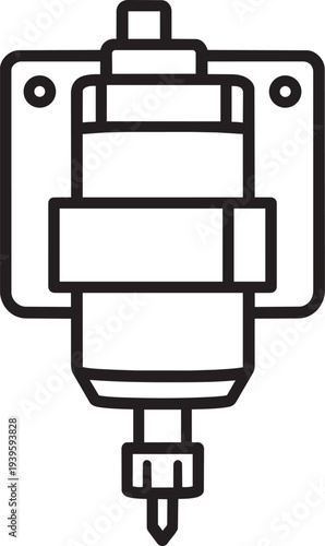 high speed spindle motor router bit component for computer numerical control machine industrial vector icon isolated