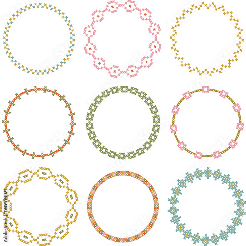color cross stitch circle frames