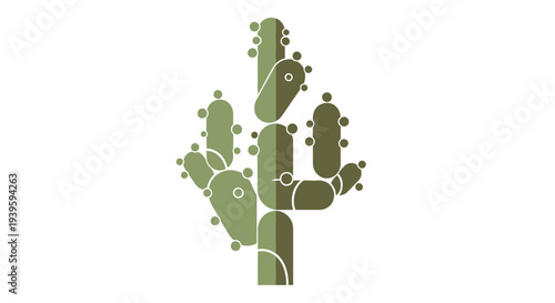 Green Cactus Plant Closeup View.