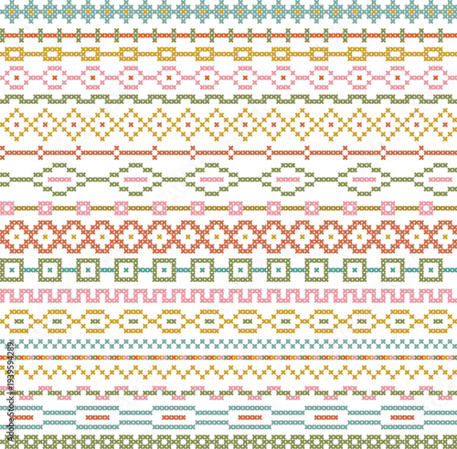 color cross stitch vector border patterns